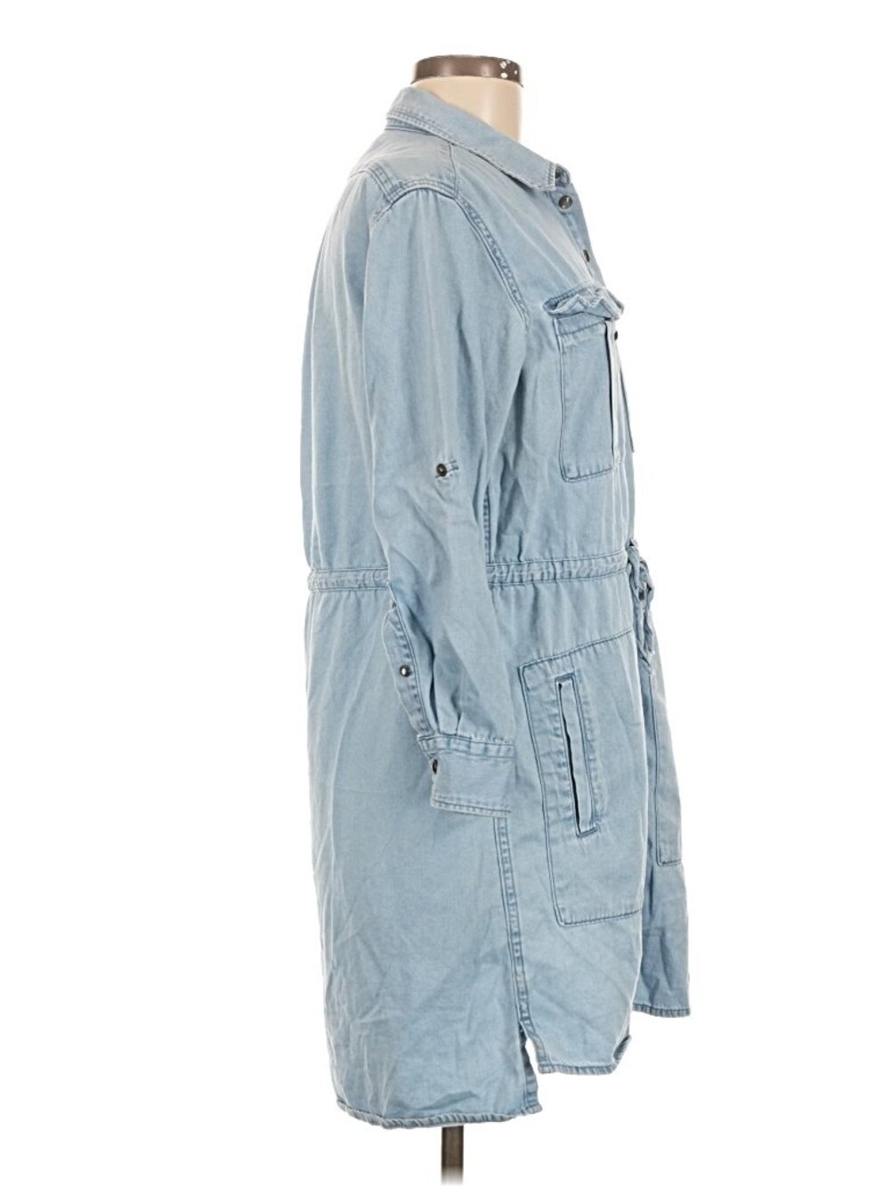 ALLSAINTS Millie Chambray Shirt Dress Blue Size Medium - Picture 4 of 6
